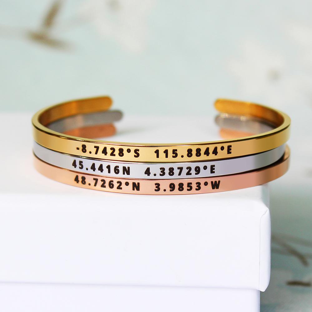 4mm Width Custom Coordinates B - Coordinates Bracelet recension och pris