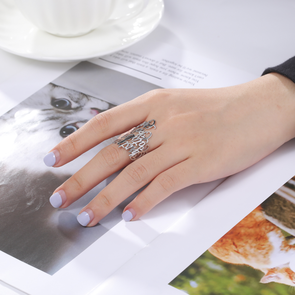 Custom Double Name Rings for W - Initial Ring Custom recension och pris