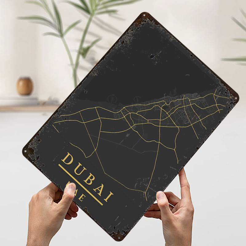 Dubai UAE Map Art Printed Post - Custom Map Poster recension och pris