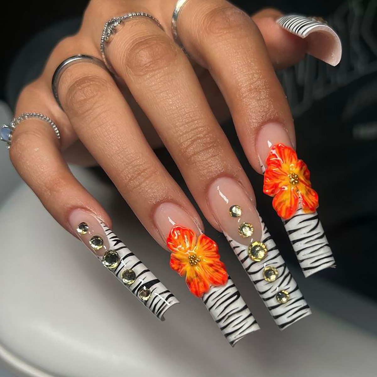 24pcs Flower Press on Nails Ar - Pressed Flower Art recension och pris
